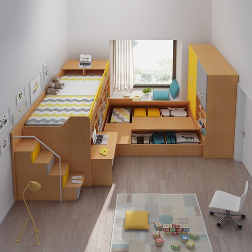 安兰图榻榻米高低床双人床上下铺床 成人儿童双层床多功能组合床商品