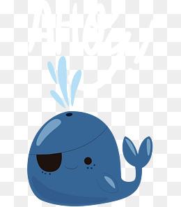 手绘蓝色鲸鱼插画