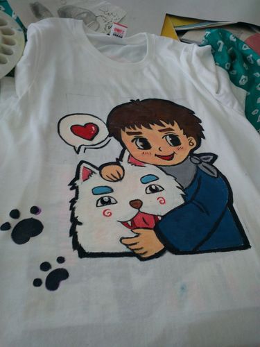 手绘丙烯情侣t恤衫