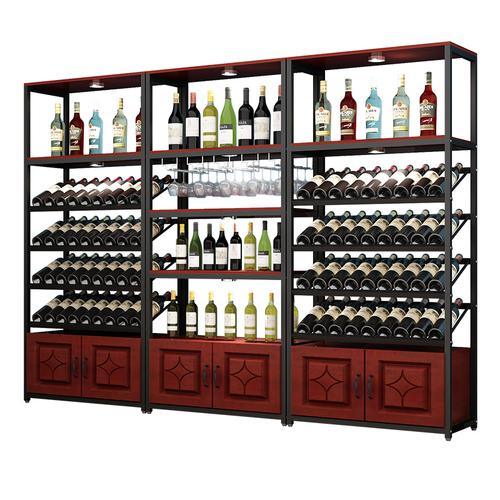 红酒柜超市白酒架酒庄落地柜收纳铁艺展示柜置物架货架葡萄酒酒架