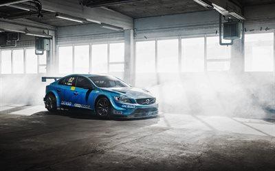 沃尔沃s60轿车, 2015, wtcc, 赛车, 蓝色的沃尔沃