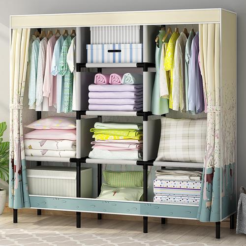 简易衣柜子出租房用小布衣柜收纳现代简约家用卧室挂衣橱钢管加厚视频