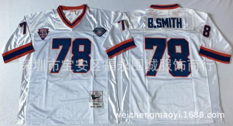 nfl橄榄球球衣 buffalo bills 布法罗比尔复古刺绣 足球服