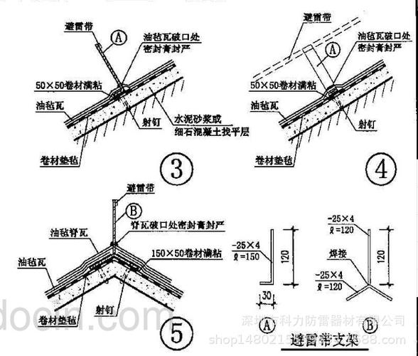 油毡瓦屋面避雷支架 树脂屋脊瓦避雷支架 防水屋面避雷支架03j202