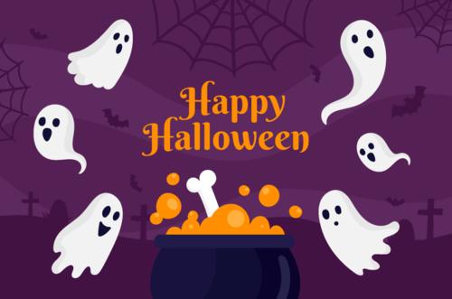 可爱的幽灵万圣节背景矢量素材(ai/eps)