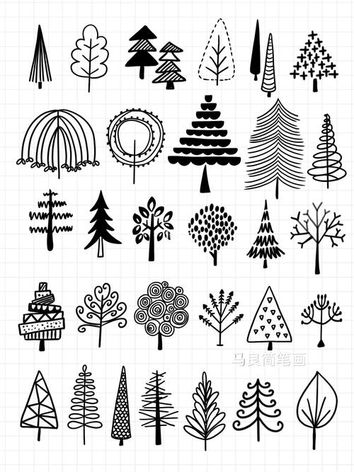 简笔画|可爱各种树木的画法儿童简单零基础_简笔画_教程_素材_简笔画