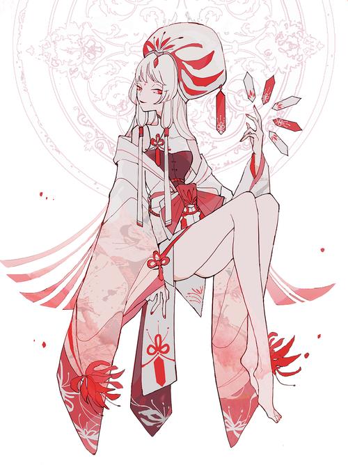 阴阳师式神皮肤设计 百绘罗衣 彼岸花:雪霁花染 绘师:油民(pixiv id=