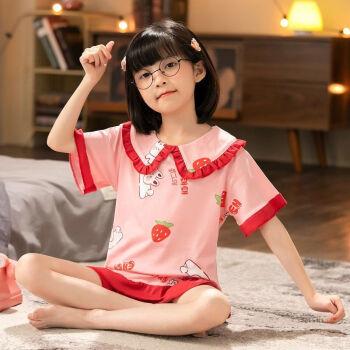 缘定儿童睡衣女童短袖长裤舒适夏季宽松薄款小女孩家居服女生可爱卡通