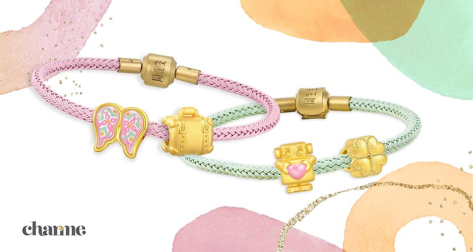 周生生charme系列足金串珠组合