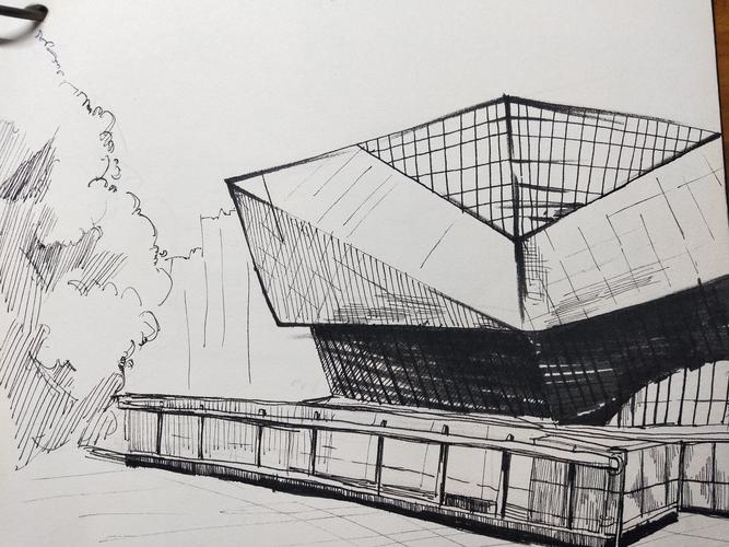 我所画的是三馆一厅的长沙市博物馆.