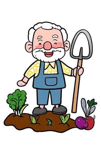 �爷爷种菜简笔画�