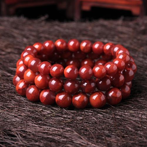 天然南红玛瑙手链凉山老南红玛瑙手串水晶手链柿子红男女本命年