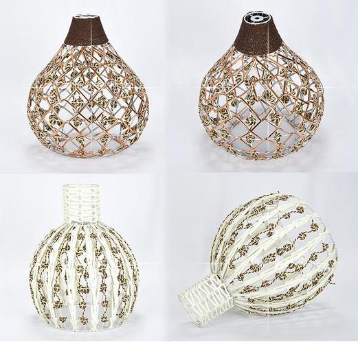 藤艺吊灯草藤柳编复古灯罩铁艺手工编织麻球布艺吊灯灯罩创意多款