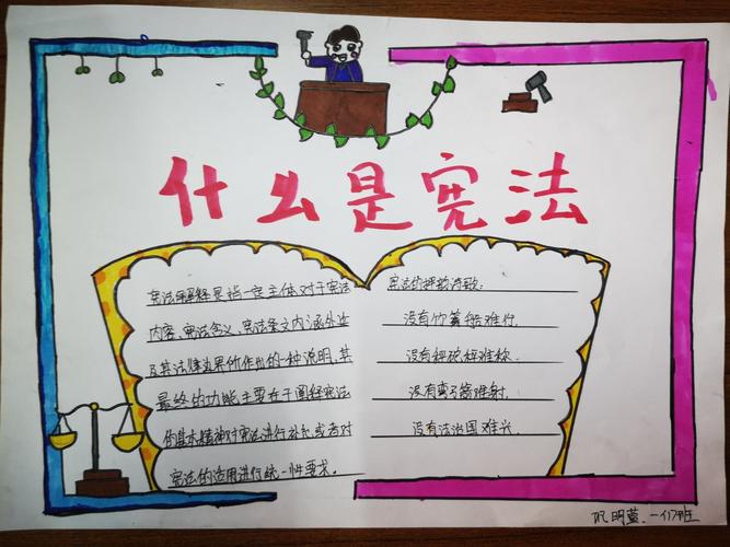 铁三小一,一班践行社会主义核心价值观,宪法进校园手抄报