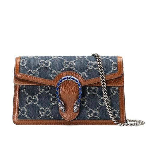 【包税】gucci/古驰 2021春夏新款dionysus系列 女士super mini蓝色