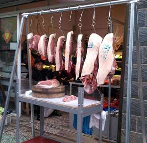 折叠式挂肉架子杀猪屠宰晒鱼蜡肉晒腊肉架肉店移动车载式卖肉钩子