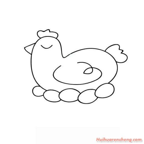 2张母鸡孵蛋简单画图片(2)