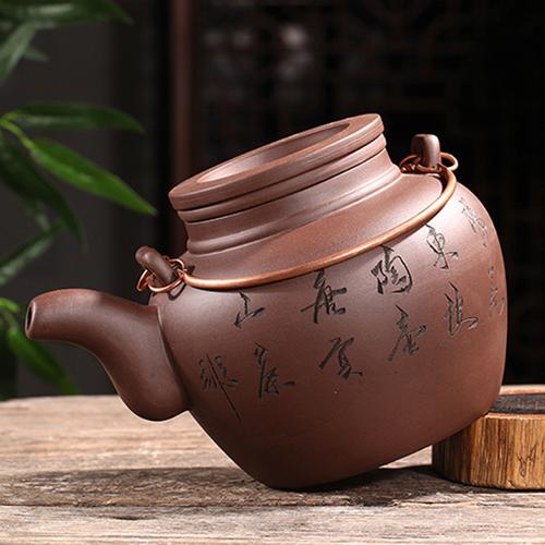 厂家宜兴紫砂壶大容量手提梁茶壶大号桶壶过滤内胆茶具