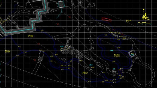 公园景观 水池溪流结构标高图图片