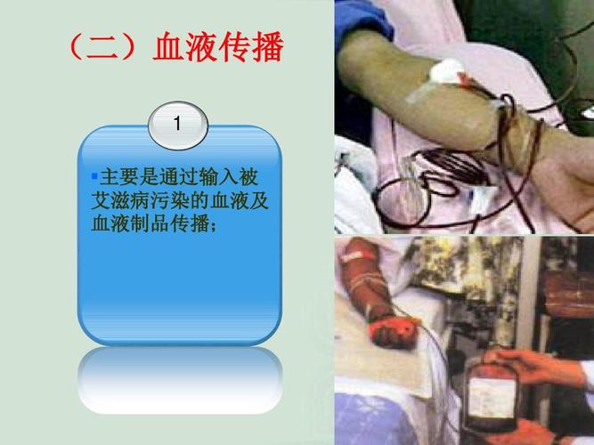 (二)血液传播 1  主要是通过输入被 艾滋病污染的血液及 血液制品传播