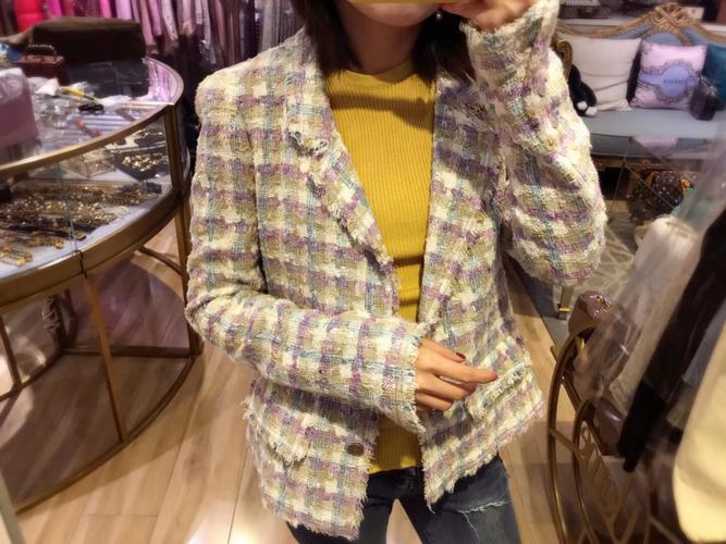 chanel96糖果96色系混纺格纹毛呢外套_香奈儿怎么样_毛呢_外套_格