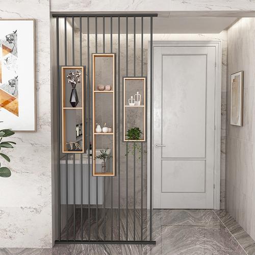 北欧客厅入户玄关铁艺屏风餐厅假墙分隔洗手间洗漱台挡煞金属隔断