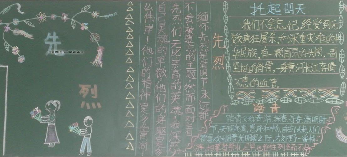 清明节缅怀革命先烈黑板报图片 - 清明节黑板报 - 老师板报网