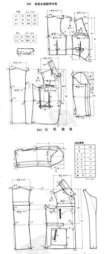 男装裁剪图枪驳头西服两件套尖领猎装