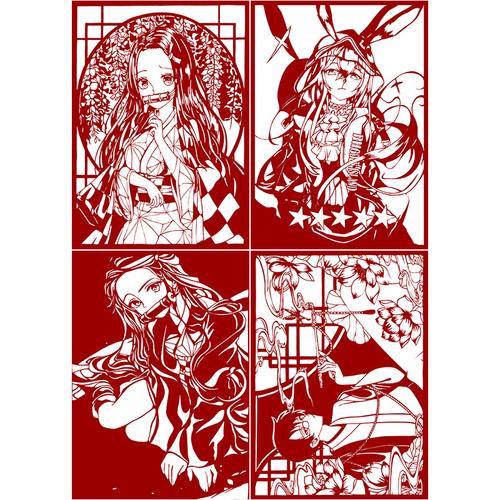 底稿卡通卡通人人物剪纸图案张中国风手窗花工剪纸