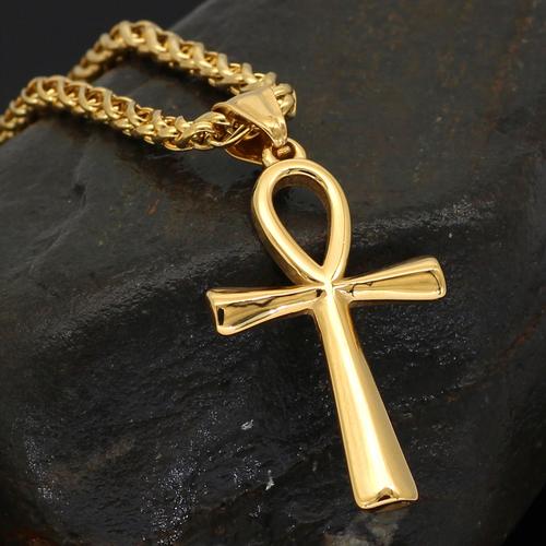跨境热销 简约时尚安卡十字架古埃及生命之符吊坠不锈钢饰品