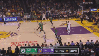 詹姆斯准三双塔图姆41分湖人险胜绿军获5连胜