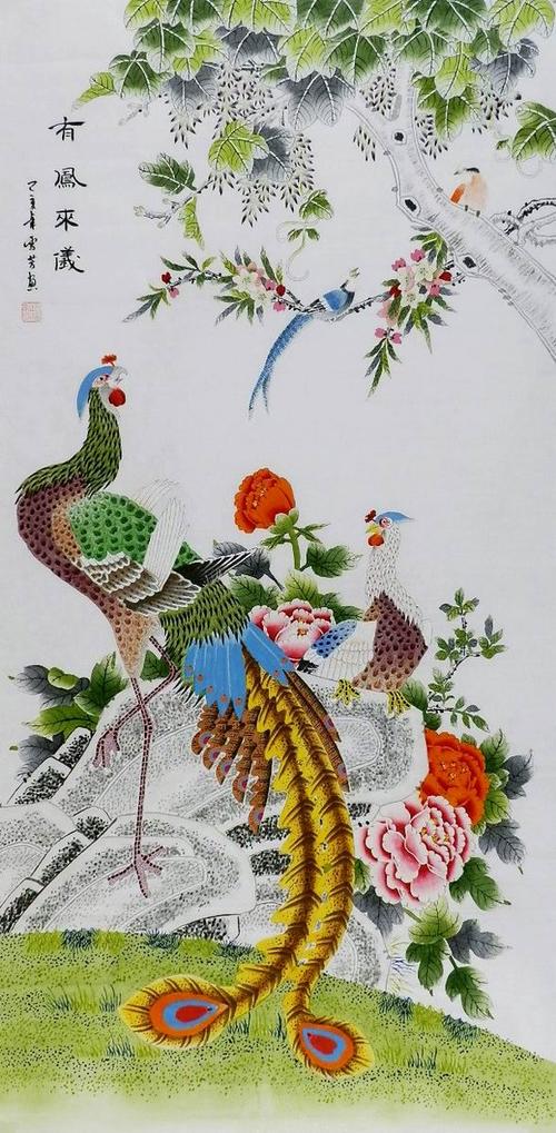 手绘凤凰花鸟工笔国画四尺字画顾雪芳yi072606热销国画