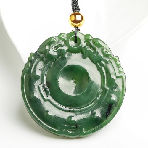 【年中巨献】天然和田玉碧玉双龙戏珠吊坠/玉吊坠