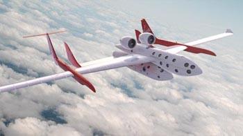 "太空船二号"船体长18米,大小如同一架"猎鹰"公务飞机.