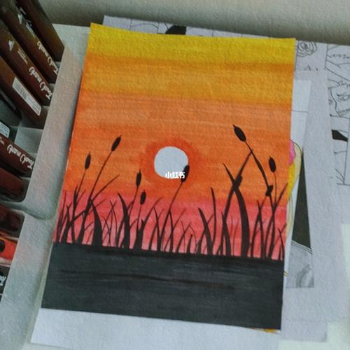 马克笔风景画9815黄昏94_马克笔_风景画_夕阳_手绘_临摹_马克笔