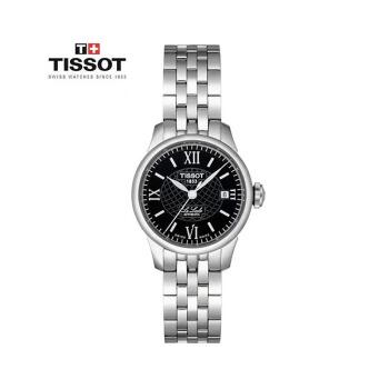 tissot天梭力洛克系列黑面钢带机械女表