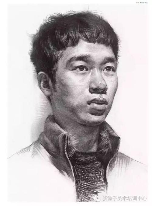 素描头像四分之三男女青年头像刻画实用干贴