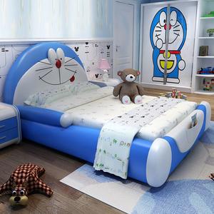 儿童床卡通公主床少女男孩哆啦a梦多拉叮当猫机器猫单人床真皮床