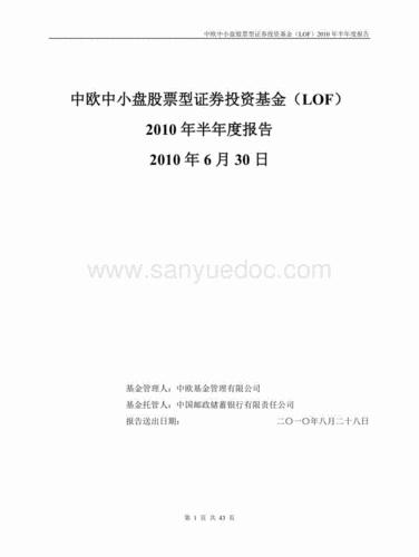 【最新整理】中欧中小盘股票型证券投资基金(lof).doc
