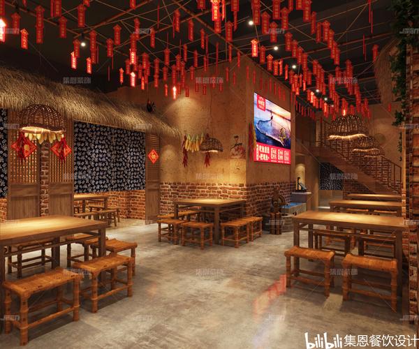 小村冠炖炒土公鸡_炒鸡店设计效果图_郑州餐饮设计公司