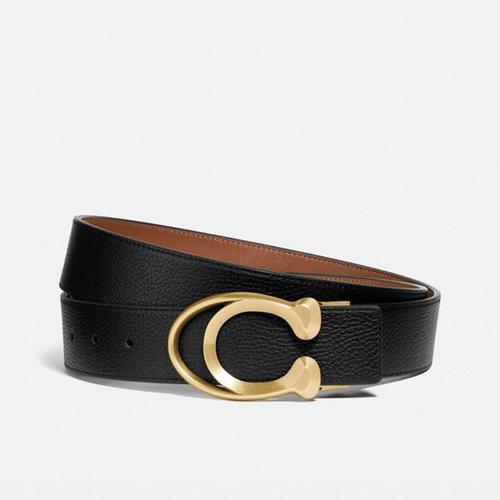 蔻驰coach奢侈品男士专柜款黑色皮质c标板扣腰带89279msw
