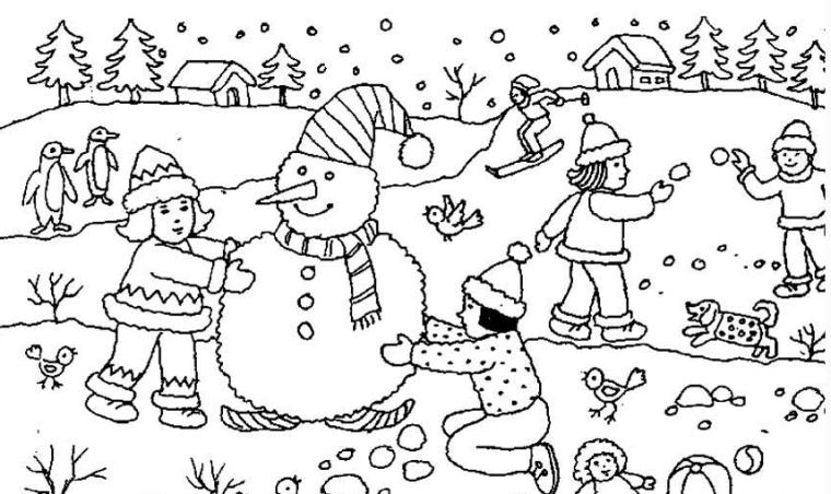 简笔画冬天风景画大全