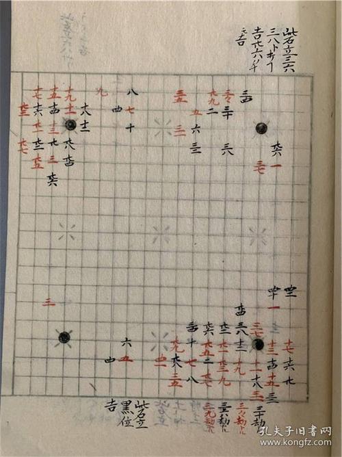 古代日本围棋棋局棋谱双色抄本1册,宝历丙子(1756年乾隆年间)序