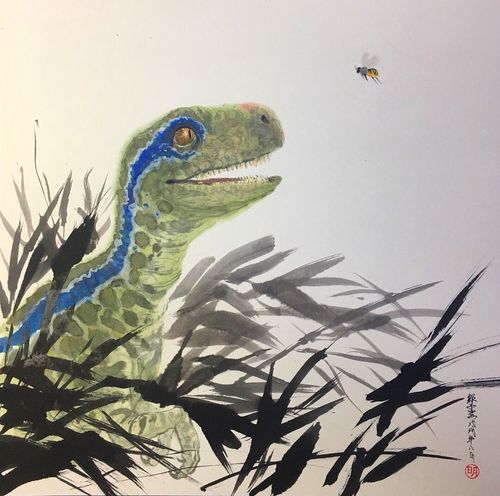 水墨恐龙系列一#侏罗纪世界|纯艺术|绘画|绿茶1985