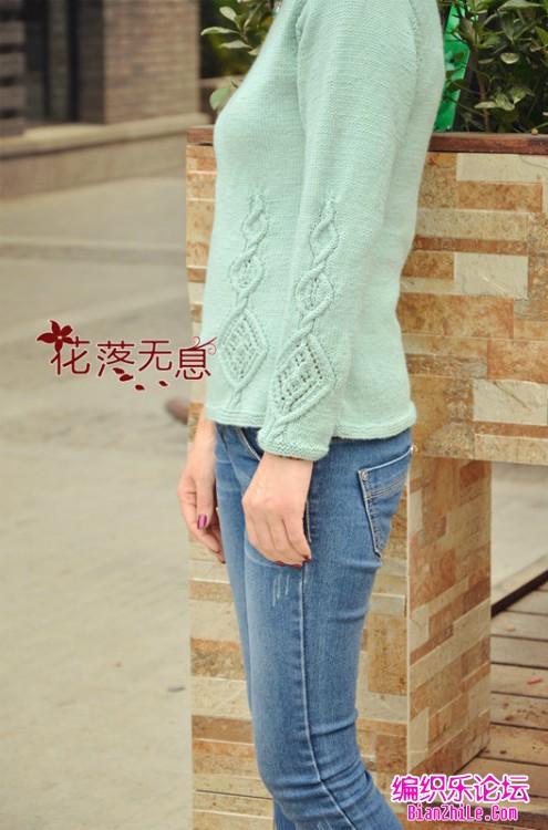 棒针乐园 成人毛衣编织 女士超软羊毛菱形花纹长袖套头衫的编织图解