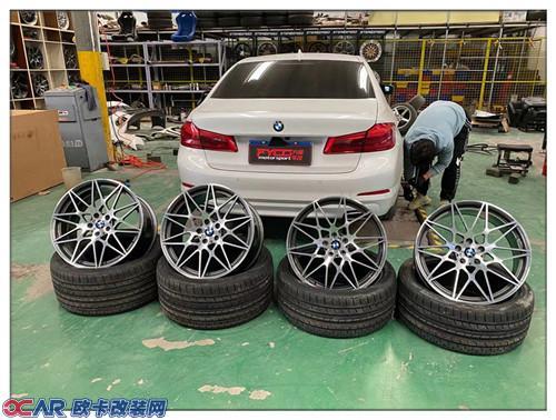德州方圆汽车改装宝马5系汽车轮毂改装19寸前后配竞速款锻造轮毂,提升