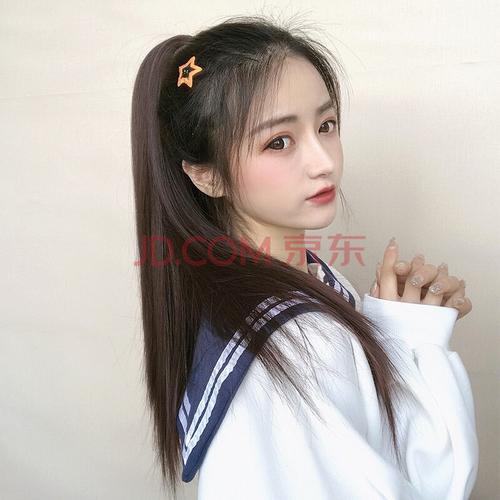 actual self假发马尾 长发抓夹式假辫子自然时尚学生高马尾辫 深棕色