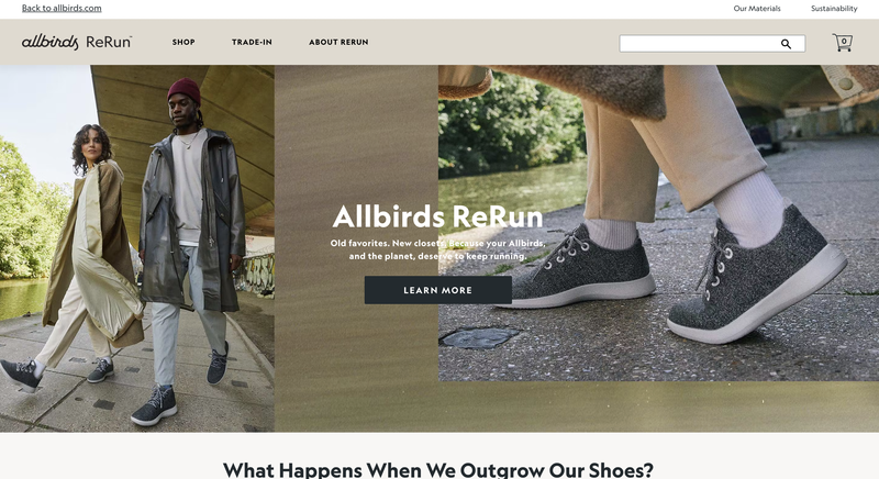 本身就有"可持续"烙印的allbirds,也推出了 "allbirds rerun"转售平台