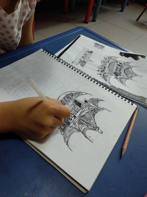 西街小学校区线描写生班《临摹风景 亭子》