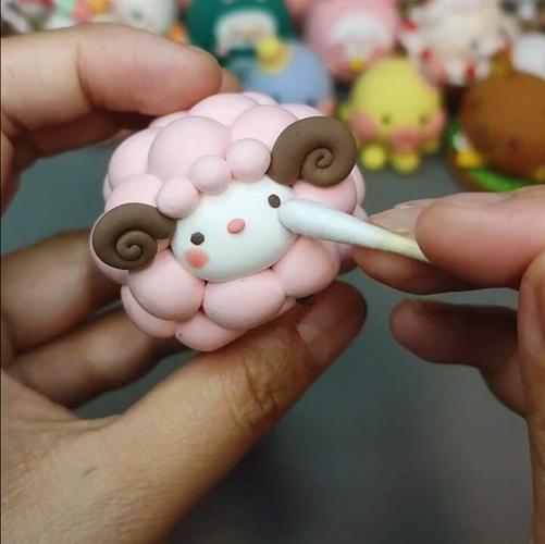粉粉嫩嫩超可爱的超轻黏土小绵羊教程,小孩超喜欢的手工